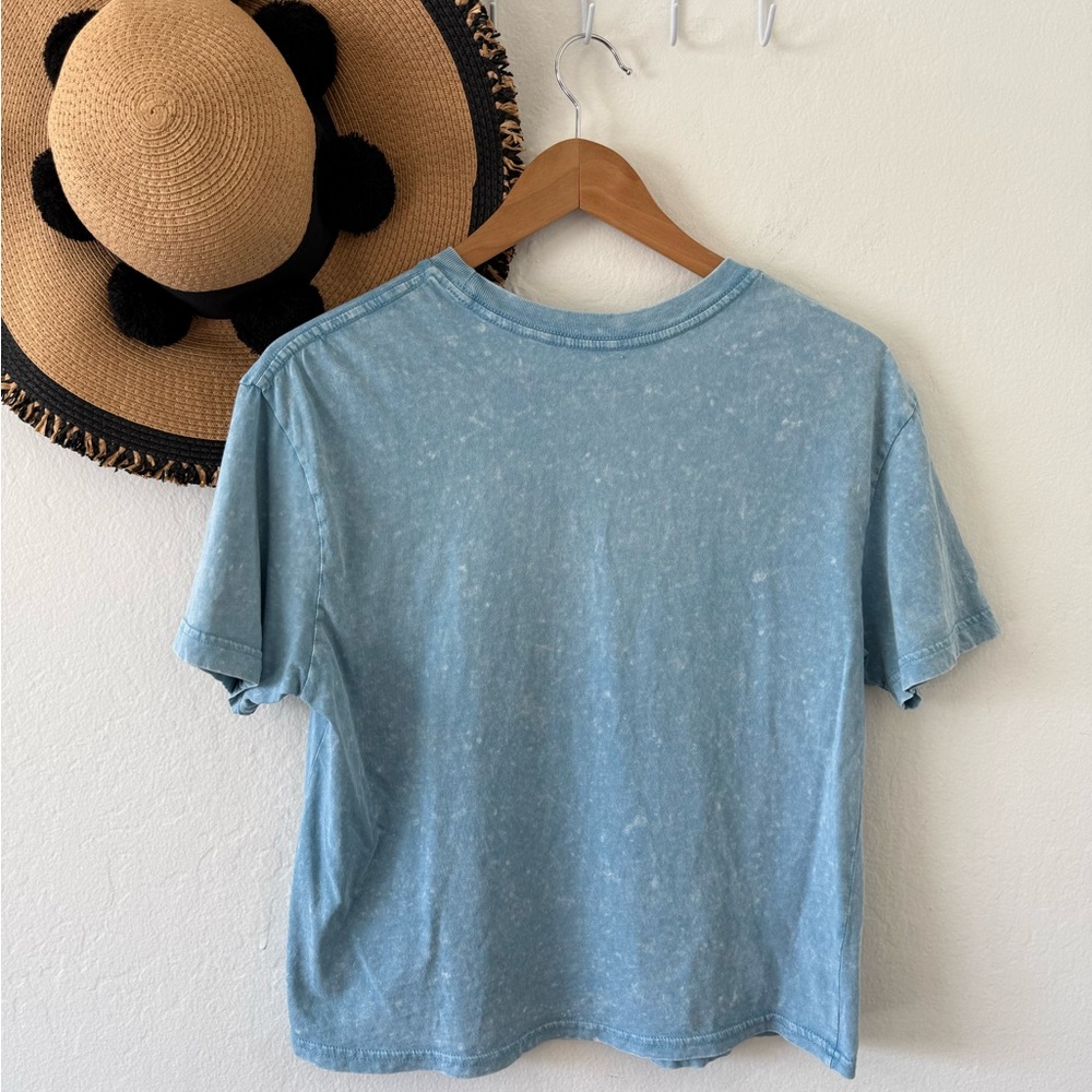 Rebellious One Blue Acid Wash Wild West Cowboy Tee Size Medium Western Boho - Picture 5 of 8